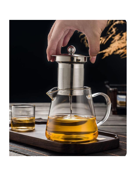 Tetera de vidrio borosilicato XINHUISHQZ 550ml con infusor