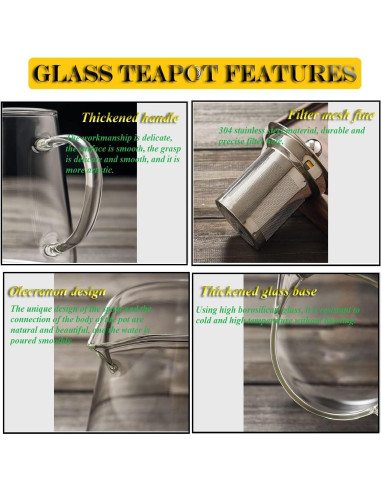Tetera de vidrio borosilicato XINHUISHQZ 550ml con infusor