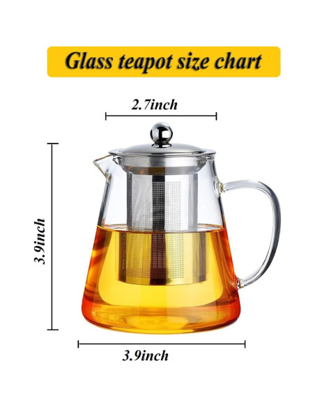 Tetera de vidrio borosilicato XINHUISHQZ 550ml con infusor
