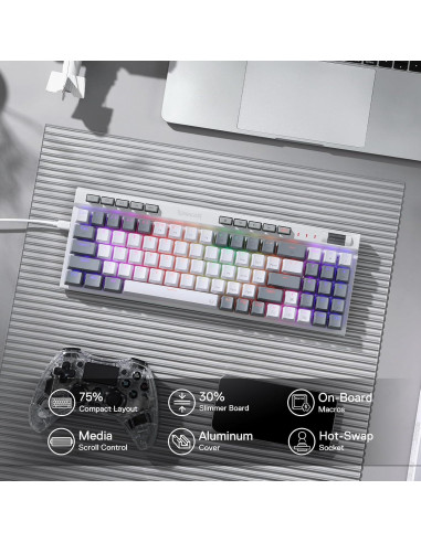 Teclado Mecánico Redragon K655 RGB 75% Hot-Swap 78 Teclas