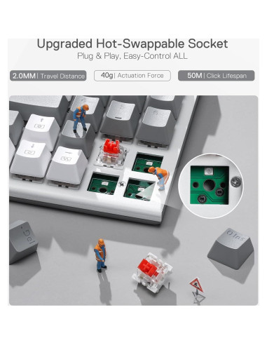 Teclado Mecánico Redragon K655 RGB 75% Hot-Swap 78 Teclas