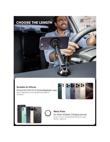 Cargador de Coche Inalámbrico MagSafe para iPhone 12-16