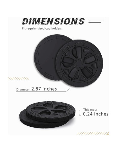 Posavasos para Automóvil Umirro 2TA Negro 7.30 cm 2 Piezas