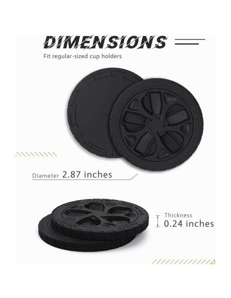 Posavasos para Automóvil Umirro 2TA Negro 7.30 cm 2 Piezas