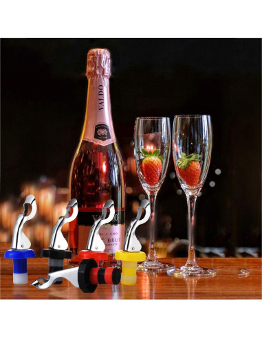 10 Tapones de Silicona para Vino Blulu Reutilizables a Prueba de Fugas