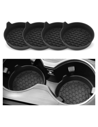 Posavasos de Silicona SINGARO para Coche - Juego de 4 Negro