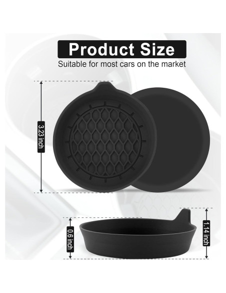 Posavasos de Silicona SINGARO para Coche - Juego de 4 Negro