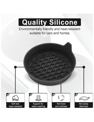 Posavasos de Silicona SINGARO para Coche - Juego de 4 Negro