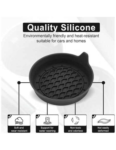 Posavasos de Silicona SINGARO para Coche - Juego de 4 Negro