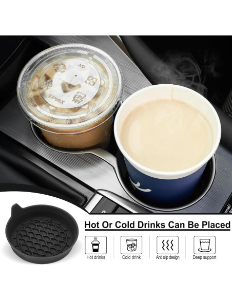 Posavasos de Silicona SINGARO para Coche - Juego de 4 Negro