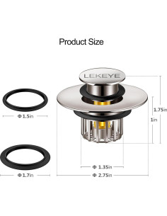 LEKEYE Tapón de Drenaje con Filtro para Baño - Níquel 2