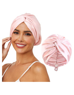 Bonete de Seda Satinada HFRHTGY Ajustable Unisex Rosa