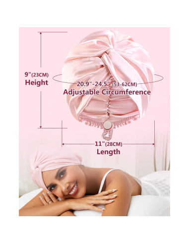 Bonete de Seda Satinada HFRHTGY Ajustable Unisex Rosa
