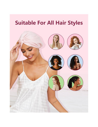 Bonete de Seda Satinada HFRHTGY Ajustable Unisex Rosa