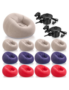 12 Sillas Puff Inflables Realspring con Bomba Eléctrica