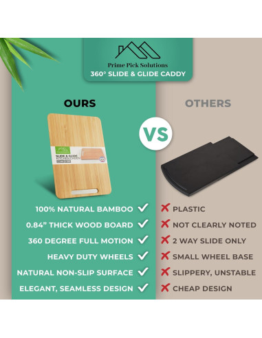 Deslizador de Bambú Prime Pick 33x41 cm con Ruedas 360