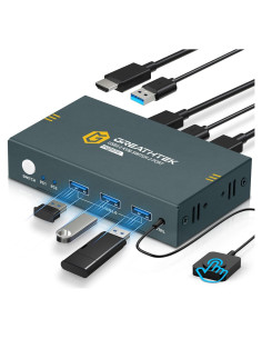 Interruptor KVM HDMI 2 Puertos USB 3.0 4K 60Hz GREATHTEK