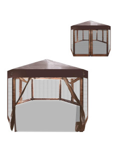 Gazebo Hexagonal DC DICLASSE 10.22 m con Cortinas UV