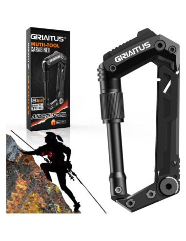 Carabiner Multitool GIRIAITUS 8-en-1 Negro para Camping