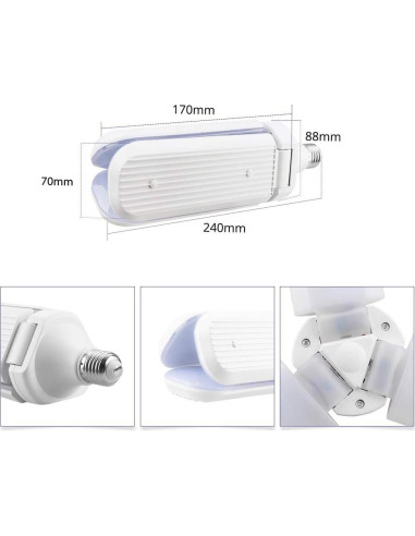 Bombilla LED 45W JKLcom Plegable 4000Lm E27 Blanco Cálido