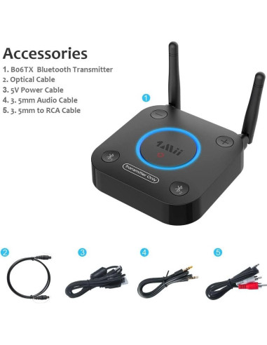 Transmisor Bluetooth 5.2 1Mii B06TX para TV y Audio Inalámbrico