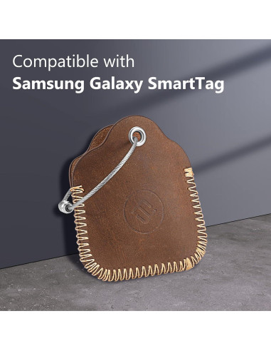 Funda de Cuero Fintie para Samsung Galaxy SmartTag - Marrón