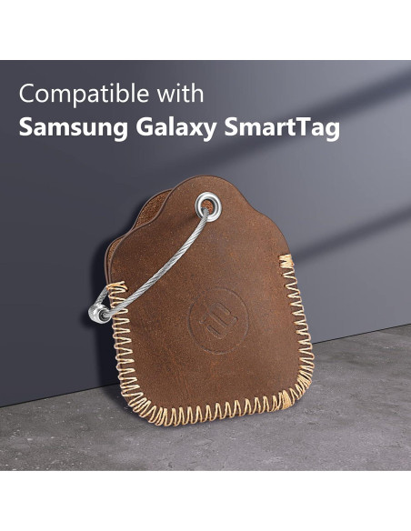 Funda de Cuero Fintie para Samsung Galaxy SmartTag - Marrón