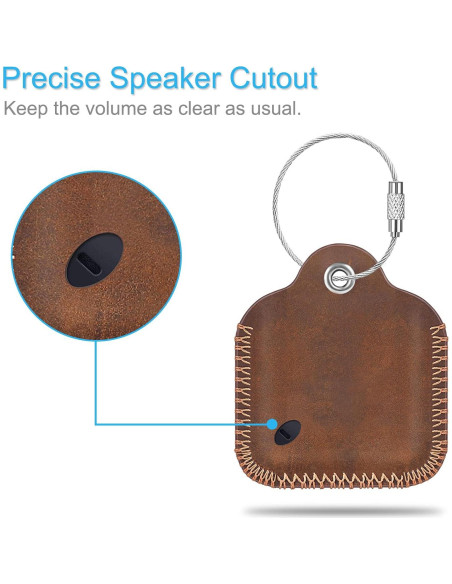 Funda de Cuero Fintie para Samsung Galaxy SmartTag - Marrón