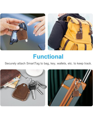 Funda de Cuero Fintie para Samsung Galaxy SmartTag - Marrón