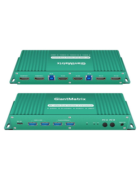 Switch KVM HDMI 2 Monitores 2 Computadoras 4K 144Hz