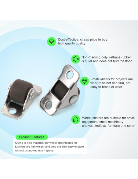 Ruedas Mini Caster XIKE 16 Pcs 1.27 cm Autoadhesivas