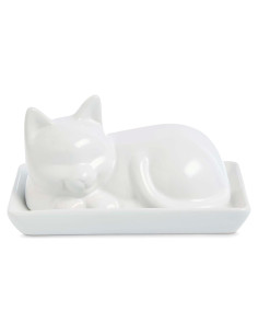 Plato para Mantequilla Gato con Tapa HIC Kitchen Porcelana 17.8x11.4cm
