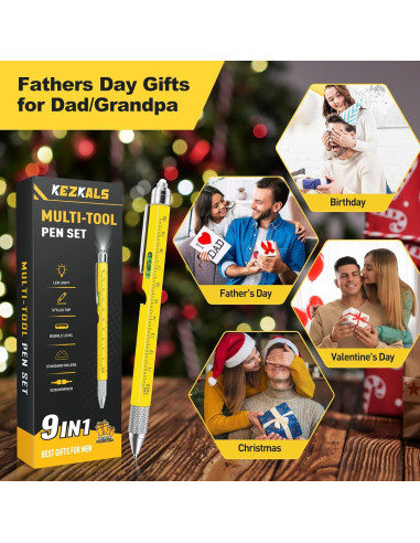 Bolígrafo Multiherramienta 9 en 1 KEZKALS Amarillo