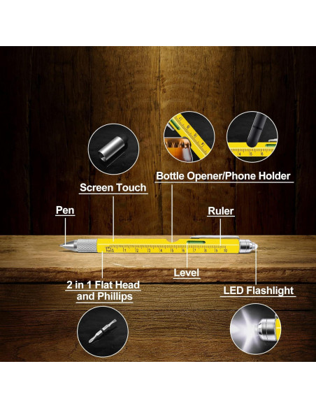 Bolígrafo Multiherramienta 9 en 1 KEZKALS Amarillo
