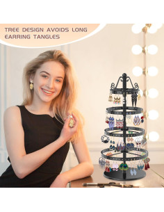 Organizador de Pendientes MODOWEY 4 Niveles Giratorio Negro 2