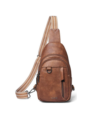 Mochila Sling 7L de Cuero Antirrobo para Viaje - Marrón