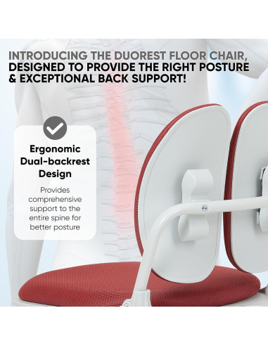 Silla de Suelo Ergonómica Duorest con Respaldo Doble Rojo