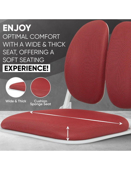 Silla de Suelo Ergonómica Duorest con Respaldo Doble Rojo