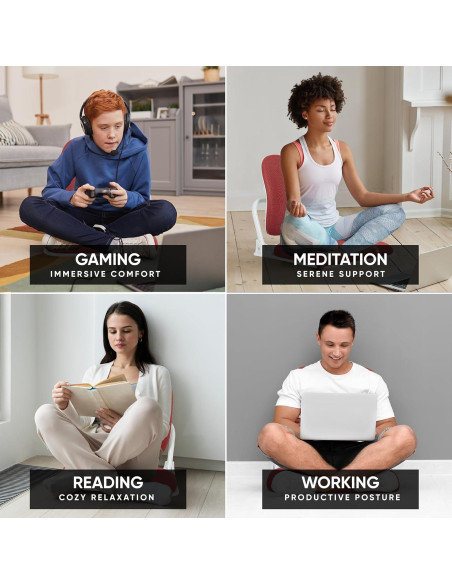 Silla de Suelo Ergonómica Duorest con Respaldo Doble Rojo