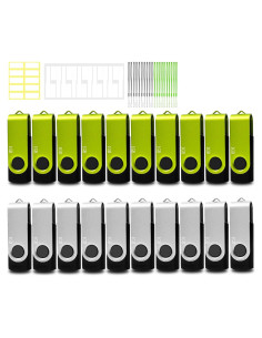 Paquete de 20 Pendrives USB 2.0 1GB Nicepicten Verde y Plata