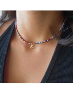 Collar Choker de Iniciales Yoosteel con Cuentas Coloridas 2