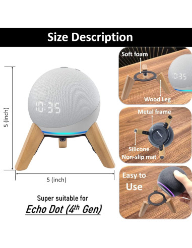 Soporte de Madera para Echo Dot 4ta y 5ta Gen - Roble Blanco