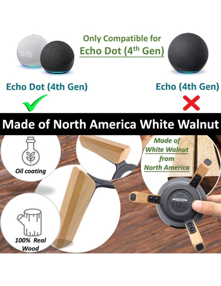 Soporte de Madera para Echo Dot 4ta y 5ta Gen - Roble Blanco