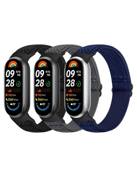 Correas de Nylon Elásticas para Xiaomi Smart Band 9/8 - 3 PCS