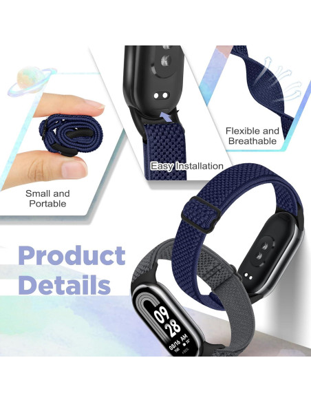 Correas de Nylon Elásticas para Xiaomi Smart Band 9/8 - 3 PCS
