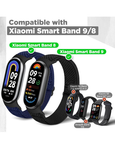 Correas de Nylon Elásticas para Xiaomi Smart Band 9/8 - 3 PCS