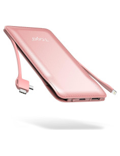 Cargador Portátil TG90 10000mAh Rosa con Cables Integrados