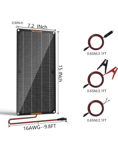 Cargador Solar 10W MHPOWOS 12V Impermeable para Baterías