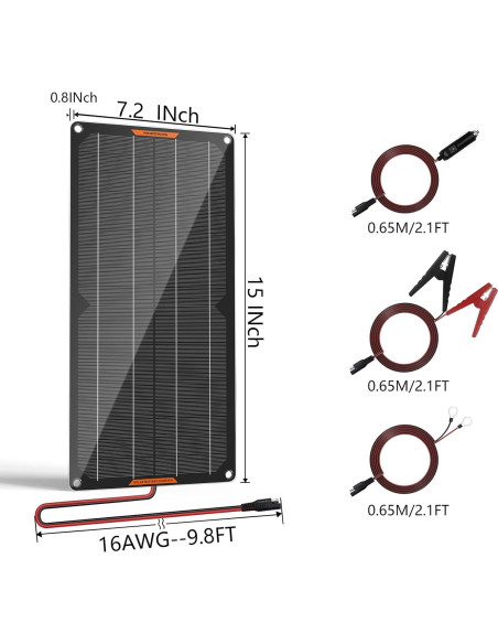 Cargador Solar 10W MHPOWOS 12V Impermeable para Baterías