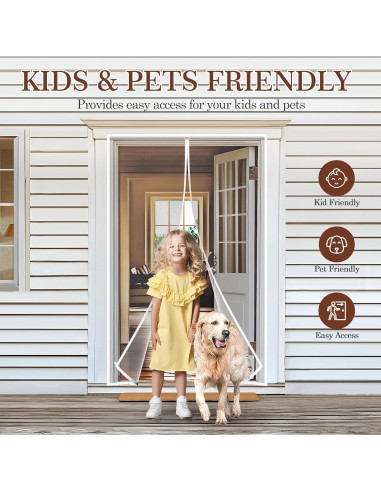 Yotache Puerta Magnética 32x80 cm, Malla Blanca Resistente